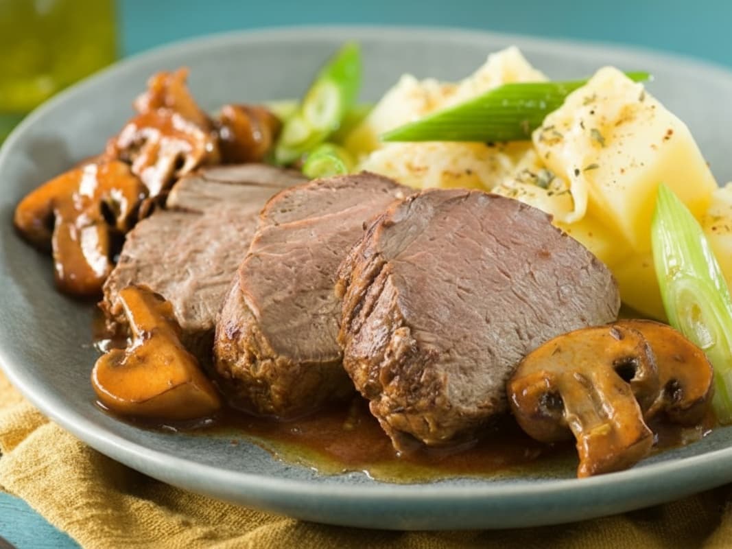 Sabor Navideño: Carne en salsa de champiñones